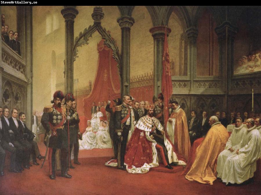 unknow artist kung oscar ii s kroning i trondbeims domkyrka den 18 juli 1873